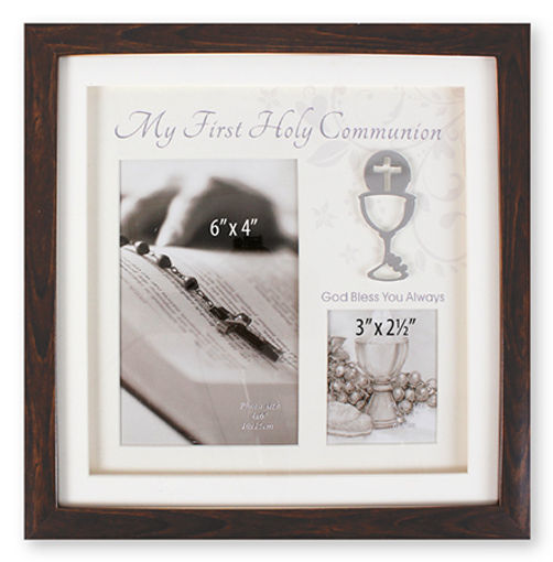 Picture of COMMUNION PHOTO FRAME BROWN 4X6-2.5X3
